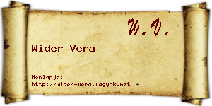 Wider Vera névjegykártya